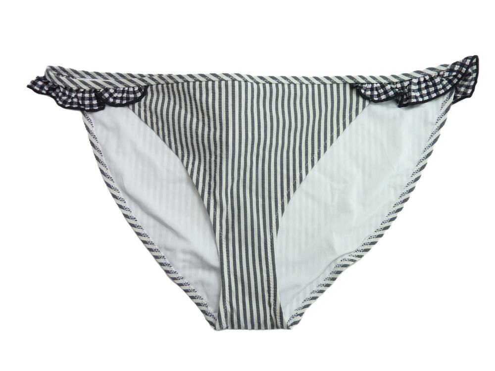 NWT Aerie Swim Separates Black White Seersucker Gingham Ruffle Bikini Bottom L